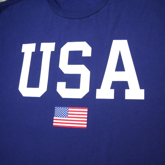 USA Patriotic American Flag Mens 3XLT Blue Crewneck Short Sleeve Casual T-Shirt - Picture 5 of 12